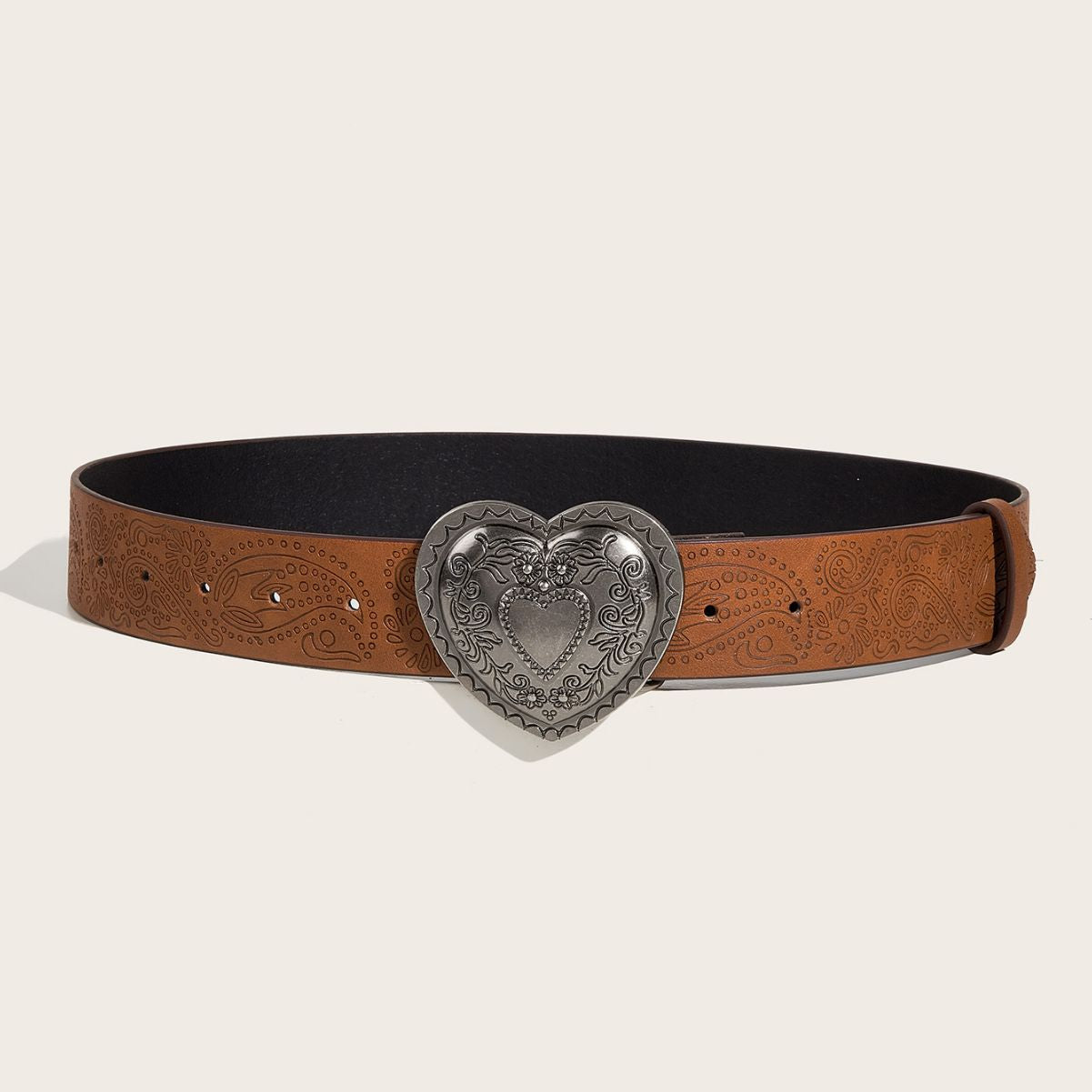 Whoelsale PU Brown Textured Niche Needle Buckle Waistband